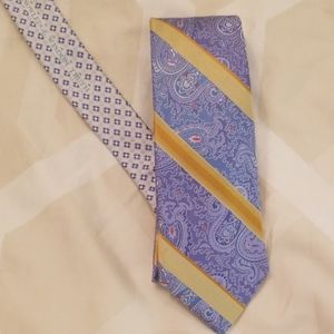 Robert graham mens silk tie- blue and yellow